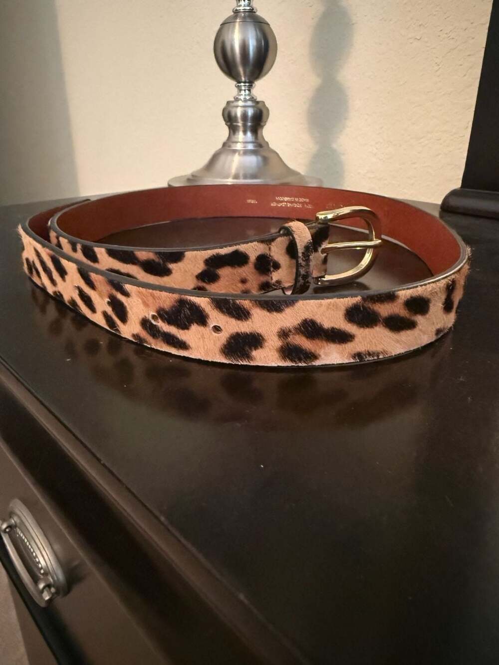 J.Crew Leopard Print Haircalf Leather Belt Size M